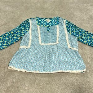 Matilda Jane blue and yellow floral 3/4 sleeve top size Med